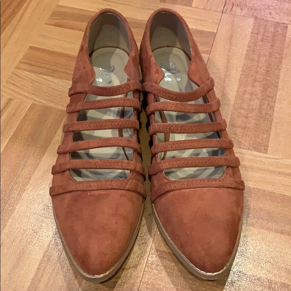 Suede Strappy Almond Toe Flats - Picture 2 of 5